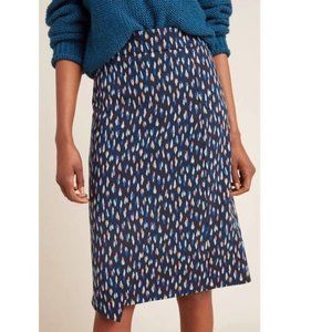 Maeve by Anthropologie Debra Navy Faux Wrap Knit Skirt Size 8